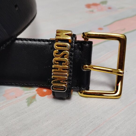 ❤️MOSCHINO Redwall Italy Black All Genuine Leather Belt SZ 27-31